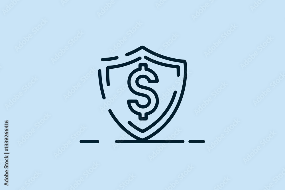 Dollar sign inside a shield, financial security concept Dollar sign inside a shield, financial security concept
