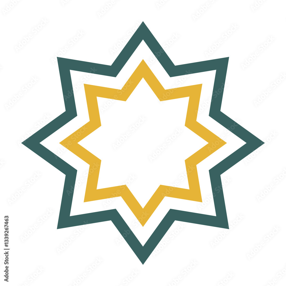 Islamic geometric shapes and ornamental frame icon line Islamic geometric shapes and ornamental frame icon line