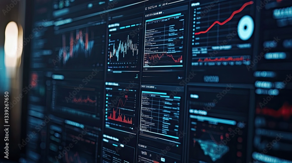 Data Analysis Dashboard with Financial Graphs and Charts Displayed Data Analysis Dashboard with Financial Graphs and Charts Displayed