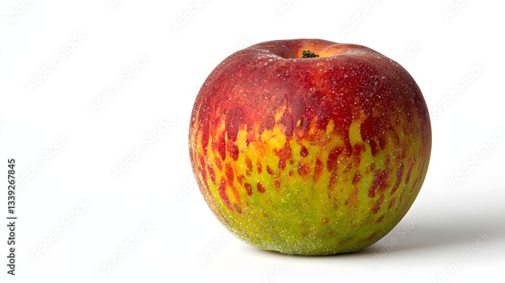 Fresh Red and Green Apple with Dew Drops on a White Background Highlighting Natural Colors Fresh Red and Green Apple with Dew Drops on a White Background Highlighting Natural Colors