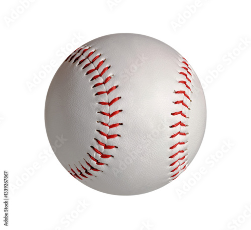 Baseball ball with red stitching on transparent background