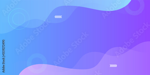 Banner background, blue and purple gradations, colorful, wavy effect stye, memphis