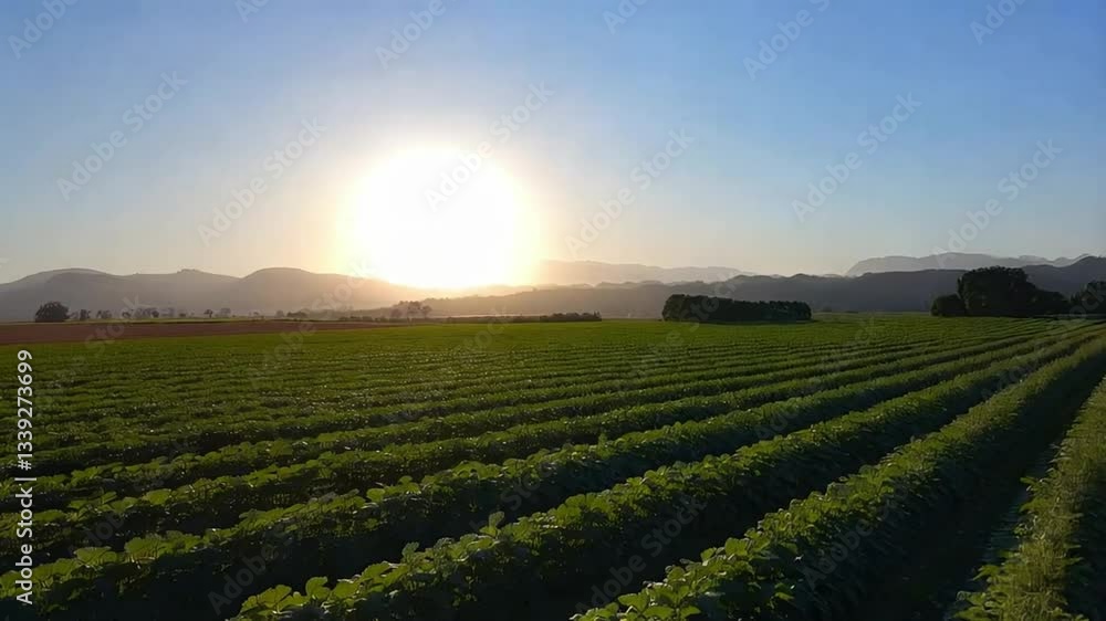 Sunlit Crops in a Vast Rolling Farmland Sunlit Crops in a Vast Rolling Farmland