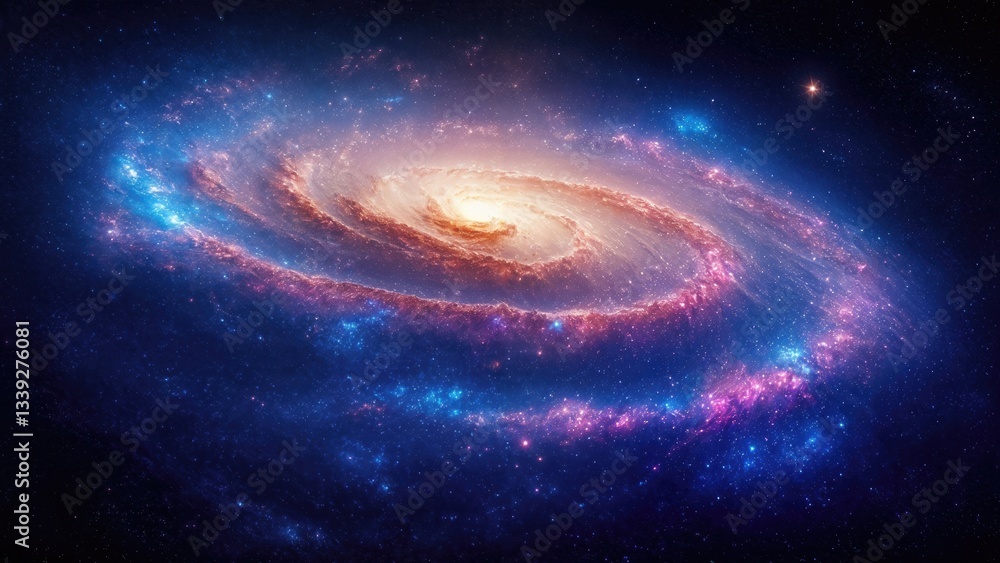 Fototapeta premium A Stunning Spiral Galaxy Glowing with Vibrant Colors In Deep Space