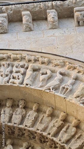 Tableau sur toile Âne lisant la messe (chapiteau du portail sud de l'église Saint-Aulnay de Sainto