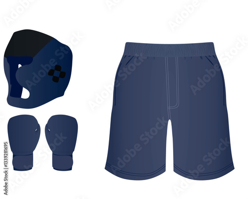 Boxing equipment set. vector illustration