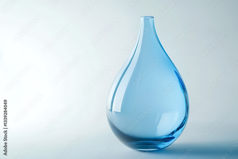 Elegant Teardrop Shaped Blue Glass Vase, Modern Home Decor, Minimalist Design Elegant Teardrop Shaped Blue Glass Vase, Modern Home Decor, Minimalist Design