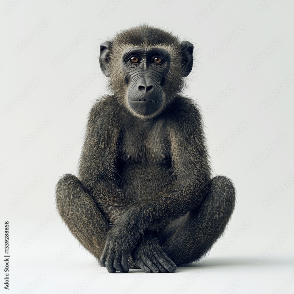 Obraz premium Captivating Portrait of a Monkey Sitting Calmly with Intense Gaze