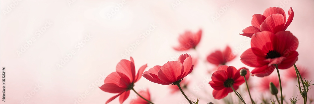 Close up image of anemone flower blooming in meadow Close up image of anemone flower blooming in meadow