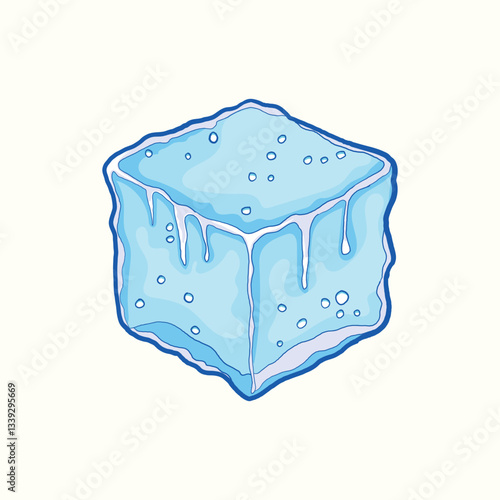 Ice cube piece of cold frozen illustration design