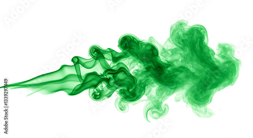 green smoke on white background