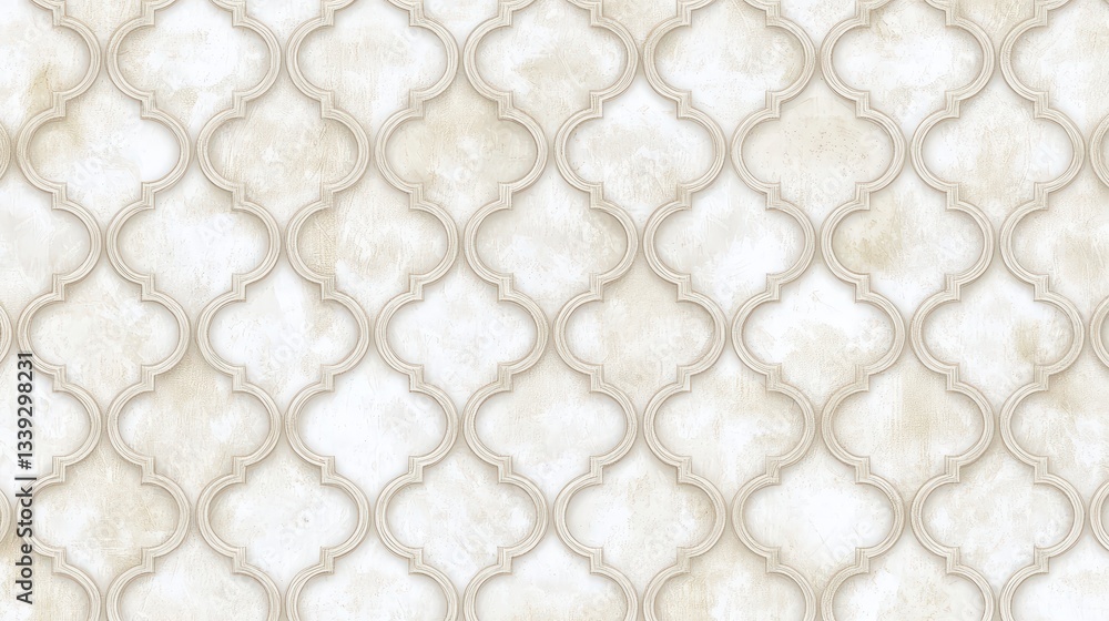 Naklejka premium Elegant white wallpaper with seamless pattern of stylish circles for modern interior design