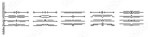Art deco dividers graphic collection isolated on white background vector illustration.