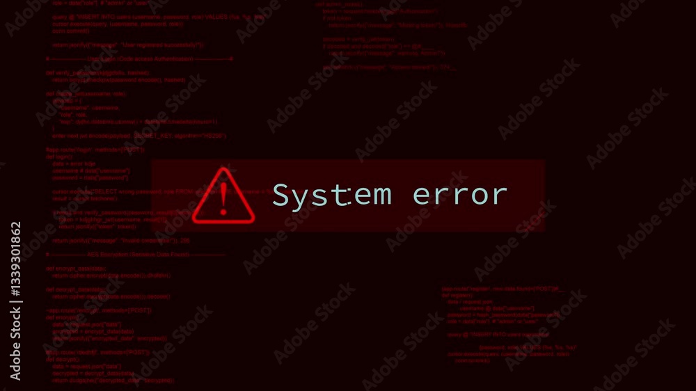 Cyber security system error warning cyberattacks hacking hack
