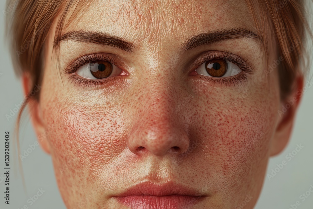 Close-up portrait showcasing a person with distinctive skin texture under soft lighting highlighting natural beauty and unique features Close-up portrait showcasing a person with distinctive skin texture under soft lighting highlighting natural beauty and unique features