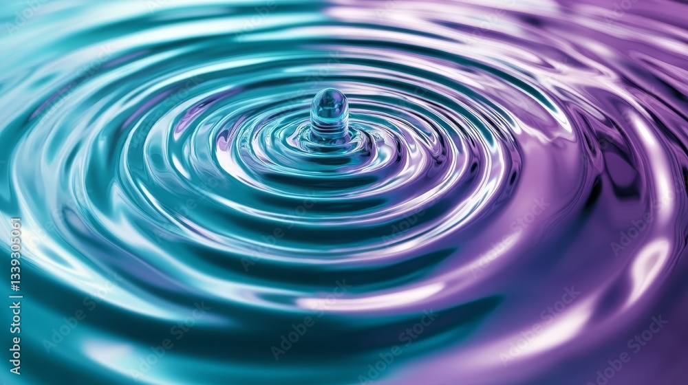Water drop ripple effect in purple and blue liquid motion background Water drop ripple effect in purple and blue liquid motion background