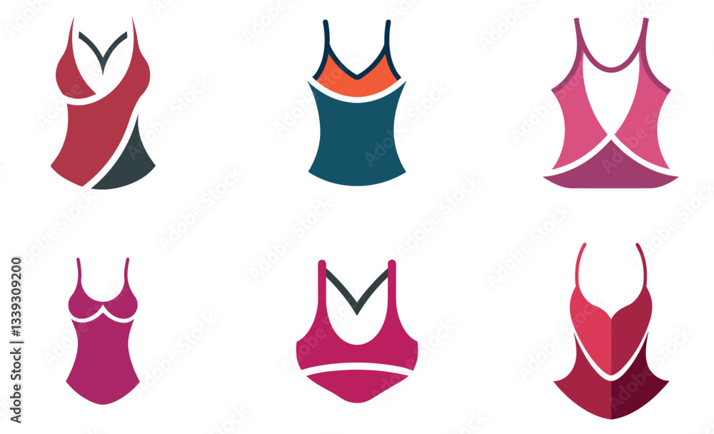 Camisole Tank Top Icon Set – Stylish Vector Illustrations Camisole Tank Top Icon Set – Stylish Vector Illustrations