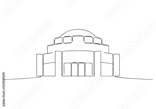 Continuous One Line Architectural Building | Minimalist Landmark Vector Illustration