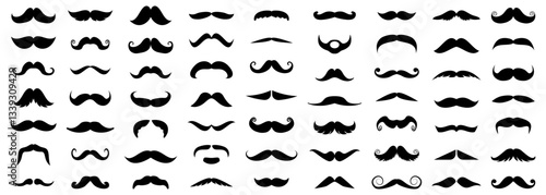 Mustache icon collection. Set of black man mustache icons