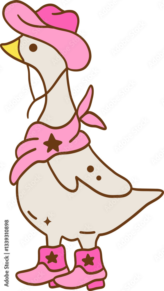 Pink_coquette_western_silly_goose_illustration_for_ spring_classroon_decoration Pink_coquette_western_silly_goose_illustration_for_ spring_classroon_decoration