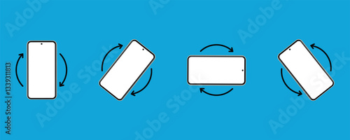 Icons Rotate smartphone. Mobile phone rotation symbols set. Phone screen vertical or horisontal
