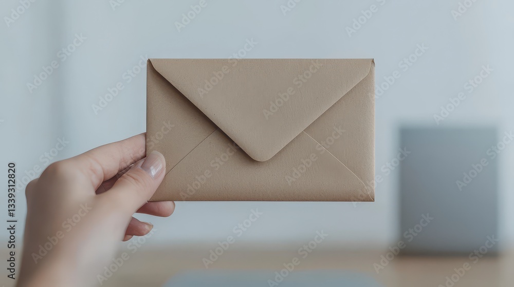 Fototapeta premium Envelope Holding In Hand Postal