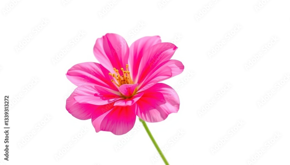 A single, vibrant bloom isolated against a pure white backdrop, plant, delicate A single, vibrant bloom isolated against a pure white backdrop, plant, delicate