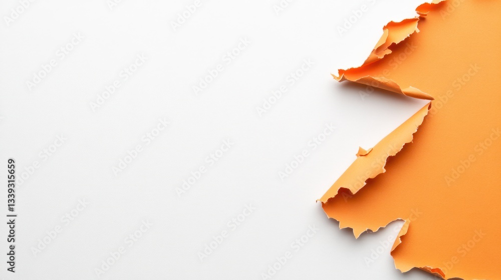 Abstract Orange Paper Texture Ripped Background Design