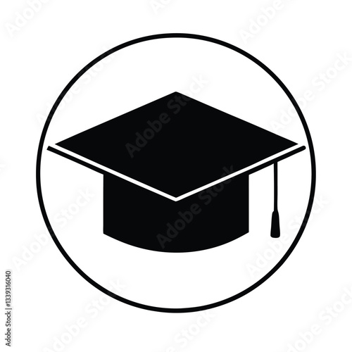 vector silhouette icon of a square academic cap, 