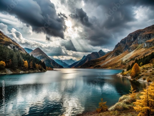 Roselend Lake Cloudy Sky - Dramatic Mountain Lake Photography