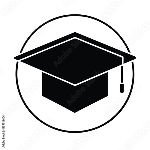 vector silhouette icon of a square academic cap, 