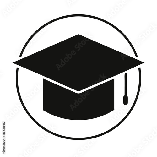 vector silhouette icon of a square academic cap, 