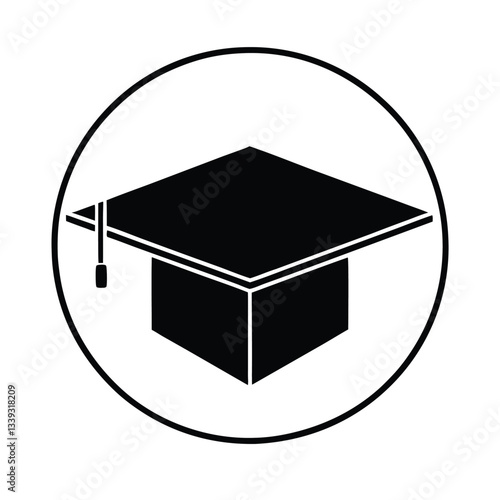 vector silhouette icon of a square academic cap, 