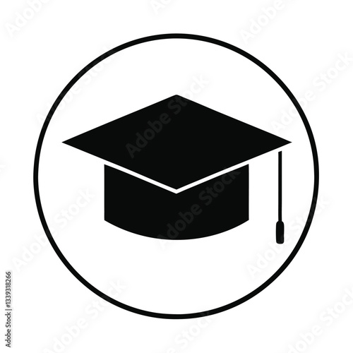 vector silhouette icon of a square academic cap, 