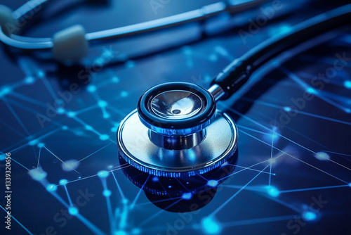 Digital Healthcare Stethoscope on Network, Technology, Medicine, Innovation