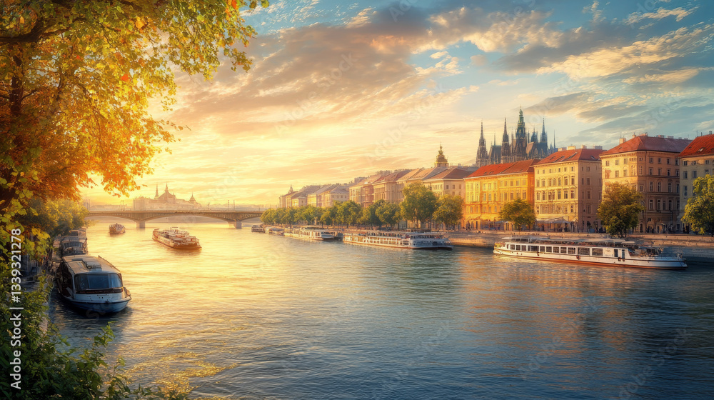 A scenic PC wallpaper featuring the Danube River, perfect for nature and travel enthusiasts A scenic PC wallpaper featuring the Danube River, perfect for nature and travel enthusiasts