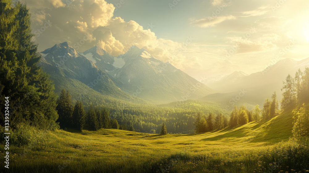 Obraz premium A stunning 4K Mountain View wallpaper, offering a breathtaking natural landscape for desktops