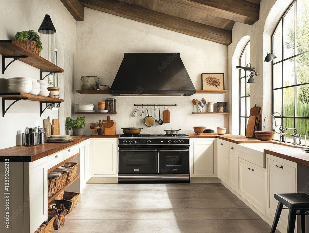 A well designed and inviting kitchen with rustic elements showcased A well designed and inviting kitchen with rustic elements showcased