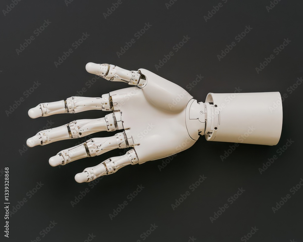Advanced cybernetic biotech hand with sleek, clean design, blending seamlessly with human anatomy, Biotechnology Minimalist, biotech prosthetics Advanced cybernetic biotech hand with sleek, clean design, blending seamlessly with human anatomy, Biotechnology Minimalist, biotech prosthetics