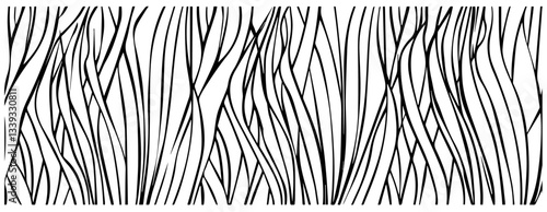 abstract wavy line pattern with flowing vertical strands in black and white vector