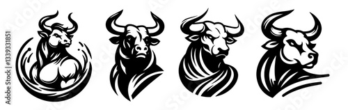Wallpaper Mural bull head illustration set with strong and aggressive graphic style vector Torontodigital.ca