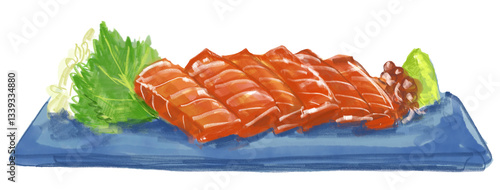 Wallpaper Mural 新鮮で美味しそうなマグロの刺身の水彩イラスト Torontodigital.ca