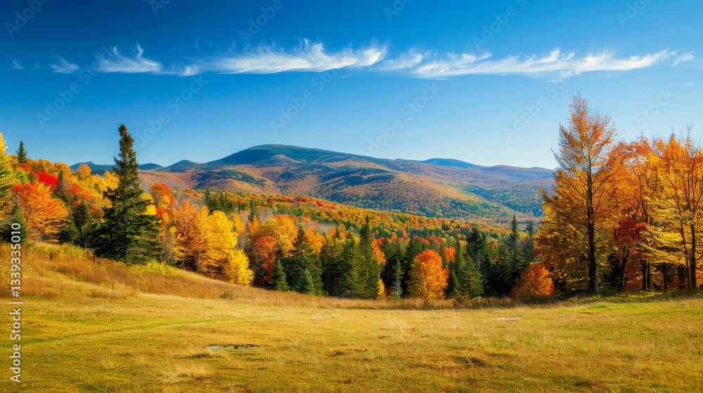 Golden and Red Leaves Covering Mountain Slopes Golden and Red Leaves Covering Mountain Slopes