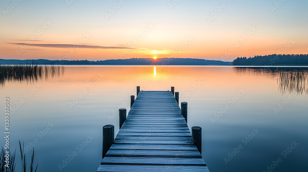 Fototapeta premium sunset on the lake