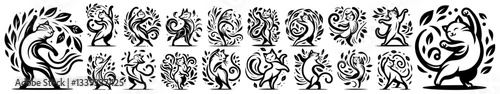 dancing cat illustration set with playful and whimsical poses vector