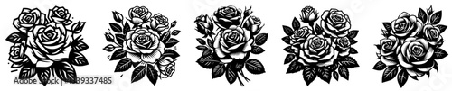 Wallpaper Mural rose flower bouquet illustration set with vintage tattoo style vector Torontodigital.ca