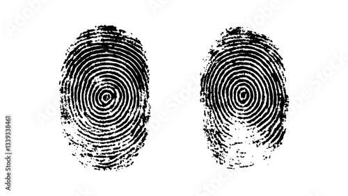Fingerprint isolated on transparent background. Vector black fingerprint on white Transparent background.	Detailed fingerprint on grunge background symbolizing identity verification. Vector black. 