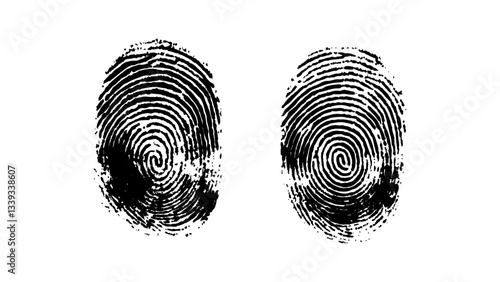 Fingerprint isolated on transparent background. Vector black fingerprint on white Transparent background.	Detailed fingerprint on grunge background symbolizing identity verification. Vector black. 