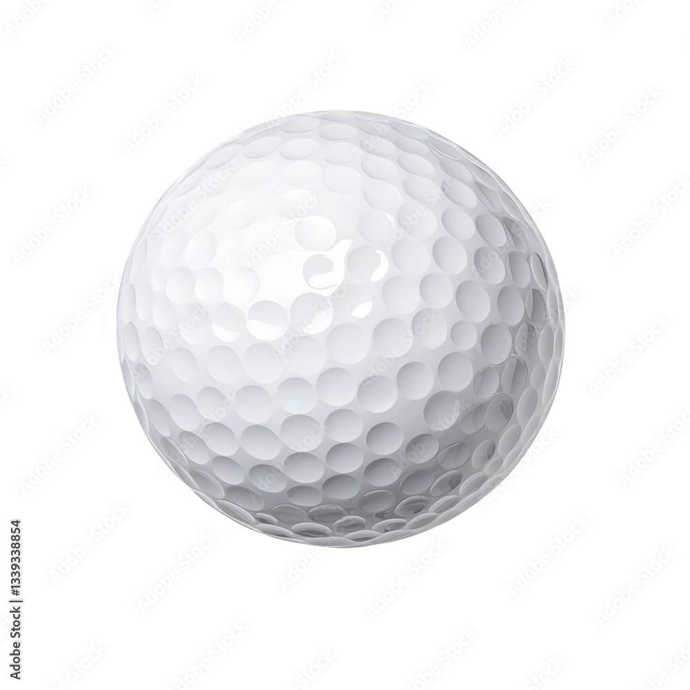 A smooth, dimpled white golf ball showcasing its spherical shape and texture. A smooth, dimpled white golf ball showcasing its spherical shape and texture.