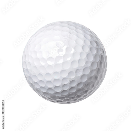 A smooth, dimpled white golf ball showcasing its spherical shape and texture.